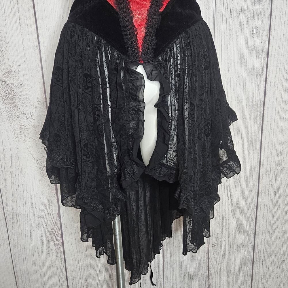 Devil Fashion Steampunk Basque Corset Top with Lace Skirt & Bustle, size M/L - Picture 3 of 10